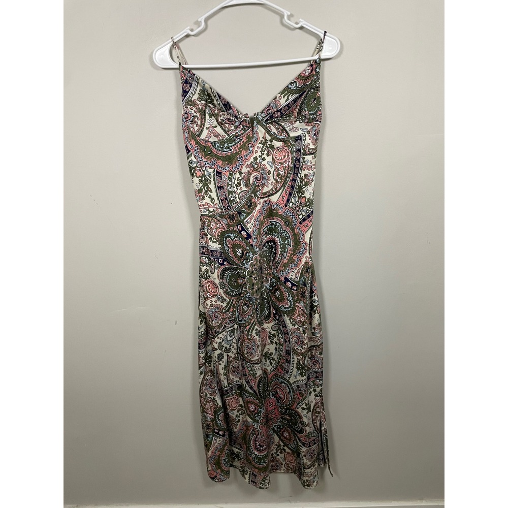 Acoa Paisley Strappy Structured Slip Midi Dress Size Large Summer Wedding Guest